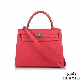 Hermés  Kelly II Sellier 25cm Epsom Rose Extreme PHW Hermés  Kelly II Sellier 25cm Epsom Rose Extreme PHW